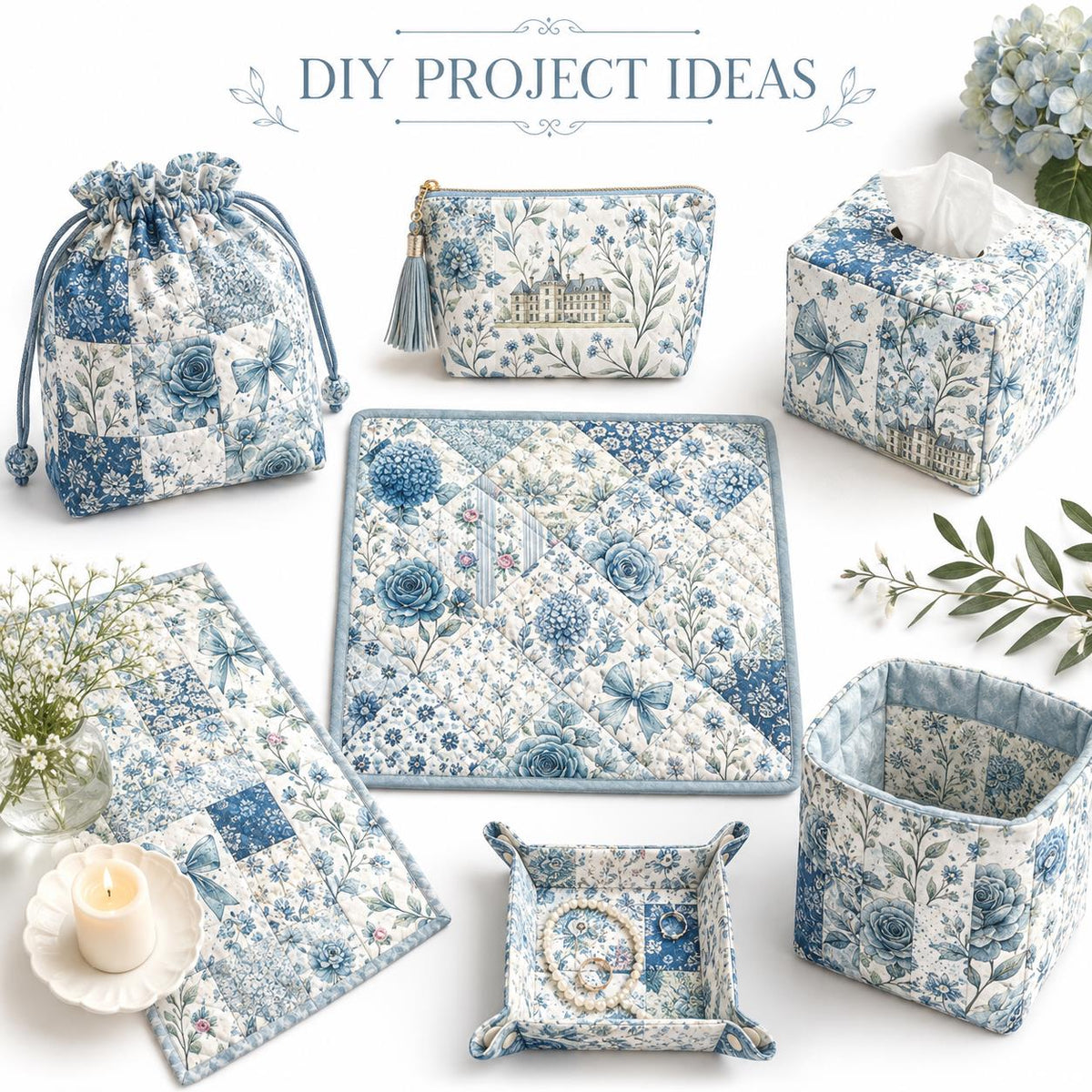 10pcs Charm Pack Set Floral Rose Bow Pattern Vintage Style Handmade DIY with Rich Color and Texture Elements 100% Polyester Patchwork in 10 Design Styles Suitable for Patchwork DIY Craft Projects DIY Wallet Making Gift Giving Bag Making Mother's Day Gift