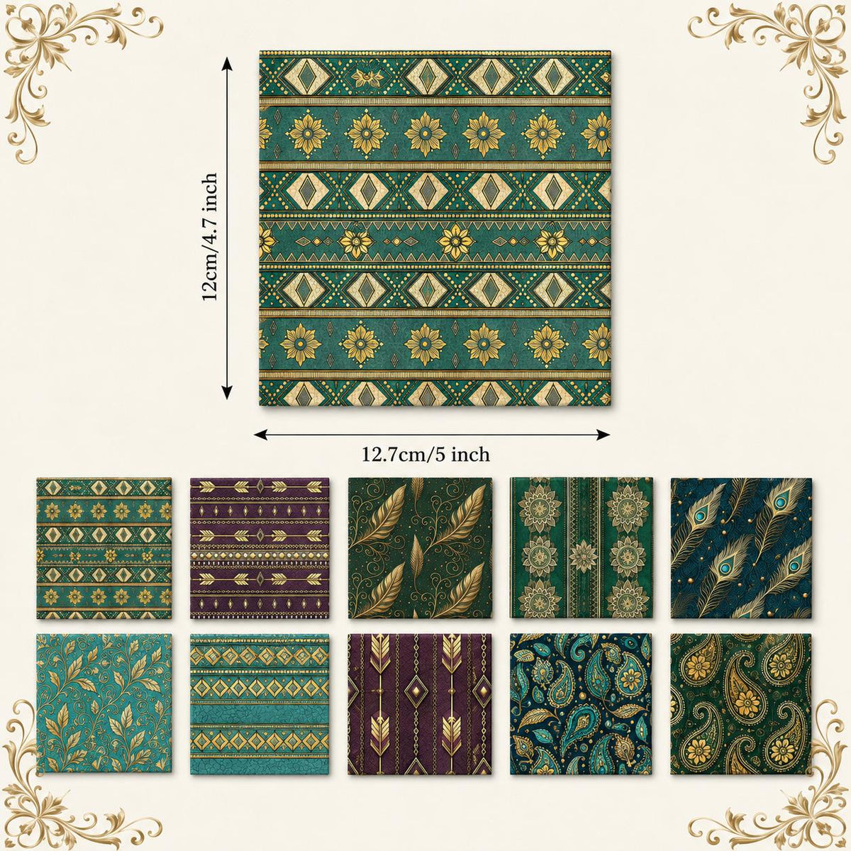 10Pc/Set Flower Series Stripe Feather Peacock Pattern Fat Quarter Fabric, Pre-Cut Square Fabric Assort, Fabric Set, Craft Fabric, Handmade DIY Patchwork Fabric,Home Quilting Sewing Fabric, Packaging Fabric, Scrapbooking Craft Hobbyist