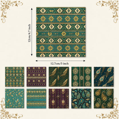 10Pc/Set Flower Series Stripe Feather Peacock Pattern Fat Quarter Fabric, Pre-Cut Square Fabric Assort, Fabric Set, Craft Fabric, Handmade DIY Patchwork Fabric,Home Quilting Sewing Fabric, Packaging Fabric, Scrapbooking Craft Hobbyist