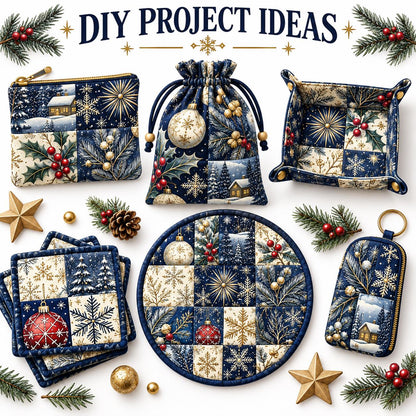 10Pc/Set Christmas Series Star Tree Holly House Fat Quarter Fabric, Pre-Cut Square Fabric Assort, Fabric Set, Craft Fabric, Handmade DIY Patchwork Fabric,Home Quilting Sewing Fabric, Packaging Fabric, Scrapbooking Craft Hobbyist