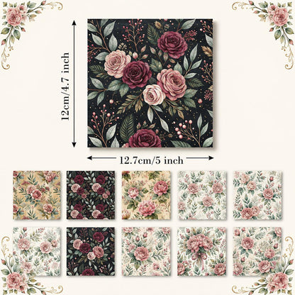 10Pc/Set Flower Series Fat Quarter Fabric, Pre-Cut Square Fabric Assort, Fabric Set, Craft Fabric, Handmade DIY Patchwork Fabric,Home Quilting Sewing Fabric, Packaging Fabric, Scrapbooking Craft Hobbyist