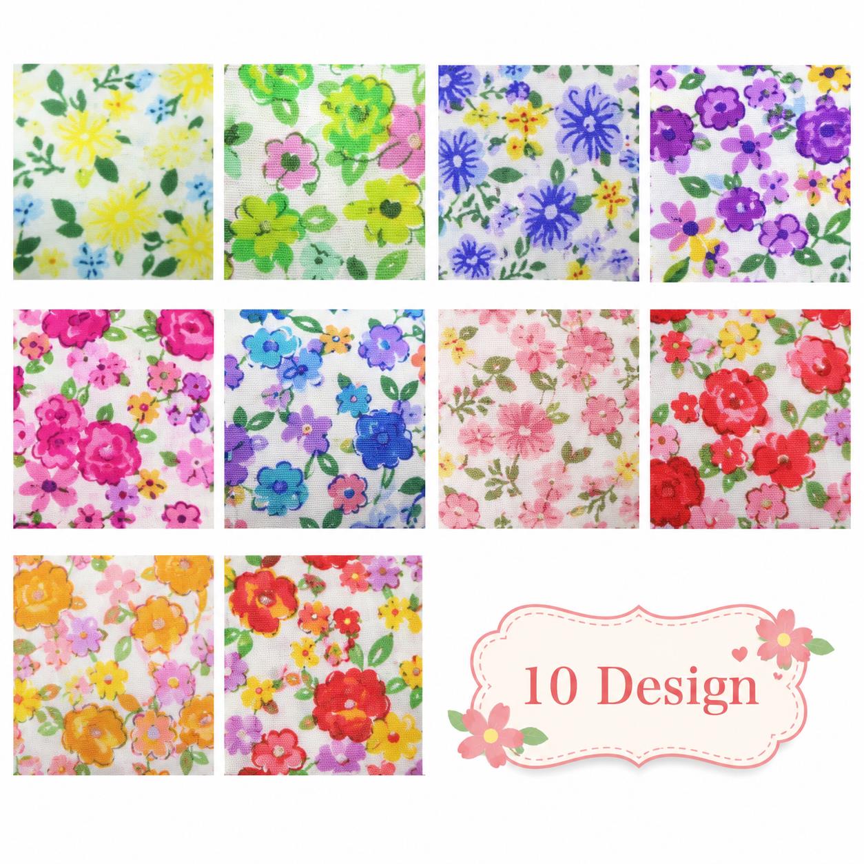 10Pc/Set, Making 10 Images 1pc Each, Each Size: 6.3*50cm Floral Series Sliced Fabric Set Style Combination, Polyester Jelly Roll Fabric Strips, Pre-Cut Quilting Squares, For Quilting DIY, Handicrafts And Sewing, Blankets, Rugs, Interior Decoration