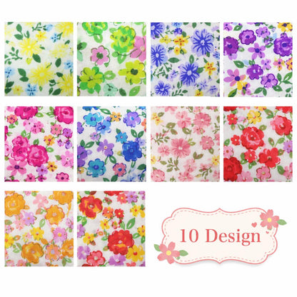 10Pc/Set, Making 10 Images 1pc Each, Each Size: 6.3*50cm Floral Series Sliced Fabric Set Style Combination, Polyester Jelly Roll Fabric Strips, Pre-Cut Quilting Squares, For Quilting DIY, Handicrafts And Sewing, Blankets, Rugs, Interior Decoration