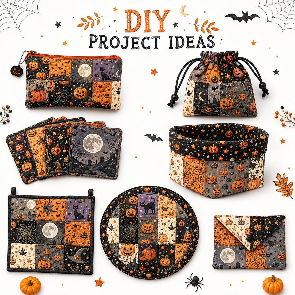 10pcs Charm Pack Set Halloween Pumpkin Holly Snow Pattern Vintage Style Handmade DIY with Rich Color and Texture Elements 100% Polyester Patchwork in 10 Design Styles Suitable for Patchwork DIY Craft Projects DIY Wallet Making Gift Giving Bag Making Mothe