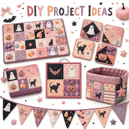 10Pc/Set Halloween Series Skull Cat Pumpkin Plaid Fat Quarter Fabric, Pre-Cut Square Fabric Assort, Fabric Set, Craft Fabric, Handmade DIY Patchwork Fabric,Home Quilting Sewing Fabric, Packaging Fabric, Scrapbooking Craft Hobbyist