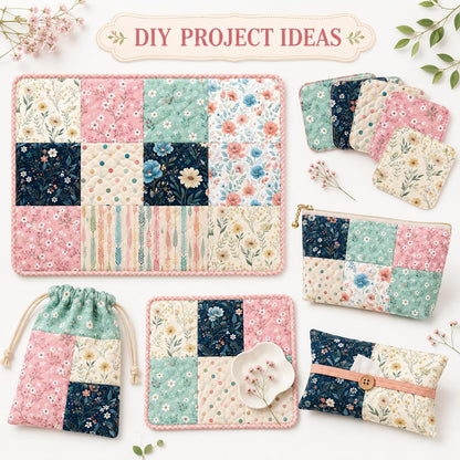 10pcs Charm Pack Set Floral Pattern Vintage Style Handmade DIY with Rich Color and Texture Elements 100% Polyester Patchwork in 10 Design Styles Suitable for Patchwork DIY Craft Projects DIY Wallet Making Gift Giving Bag Making Mother's Day Gift