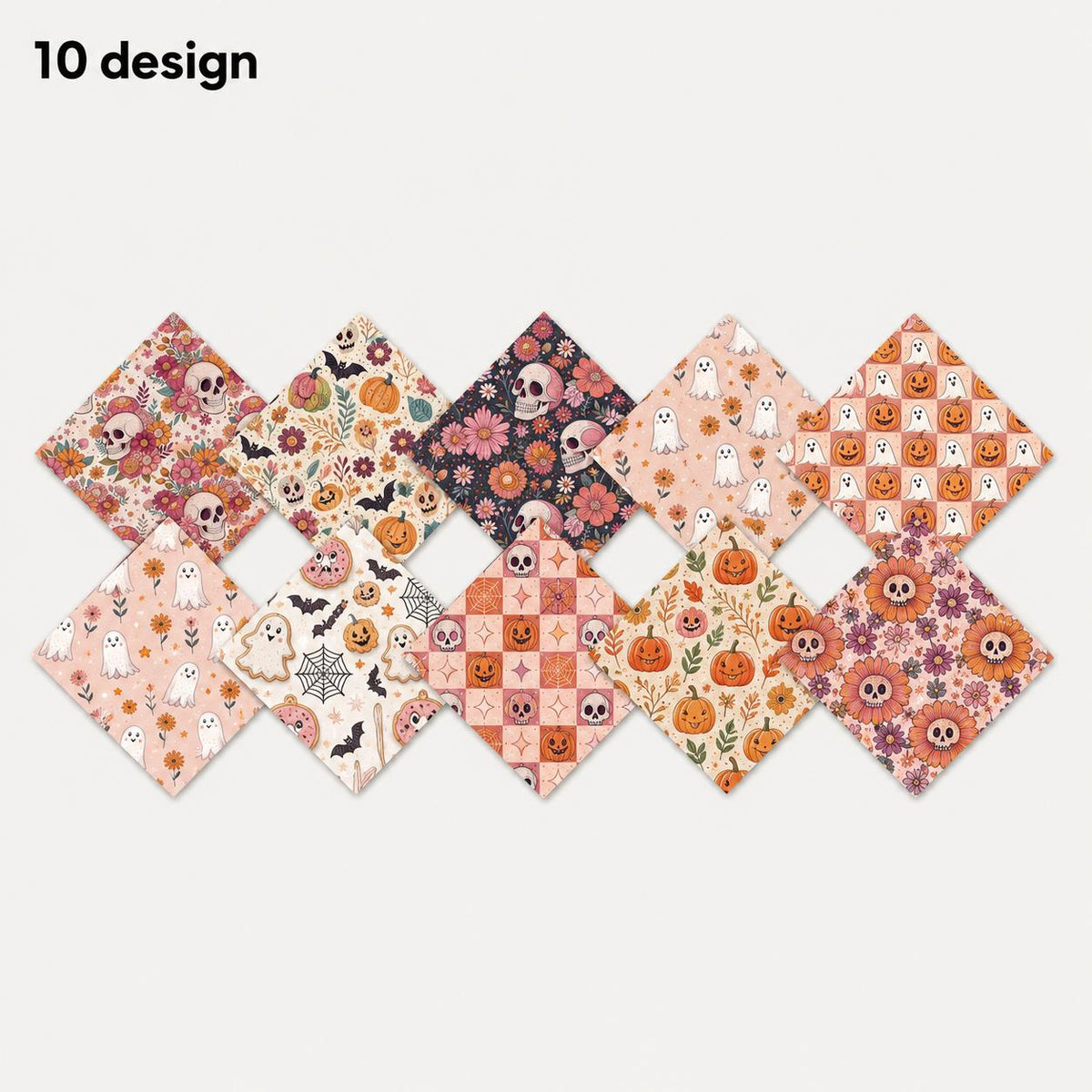 10pcs Charm Pack Set Halloween Pumpkin Ghost Pattern Vintage Style Handmade DIY with Rich Color and Texture Elements 100% Polyester Patchwork in 10 Design Styles Suitable for Patchwork DIY Craft Projects DIY Wallet Making Gift Giving Bag Making Mother's D