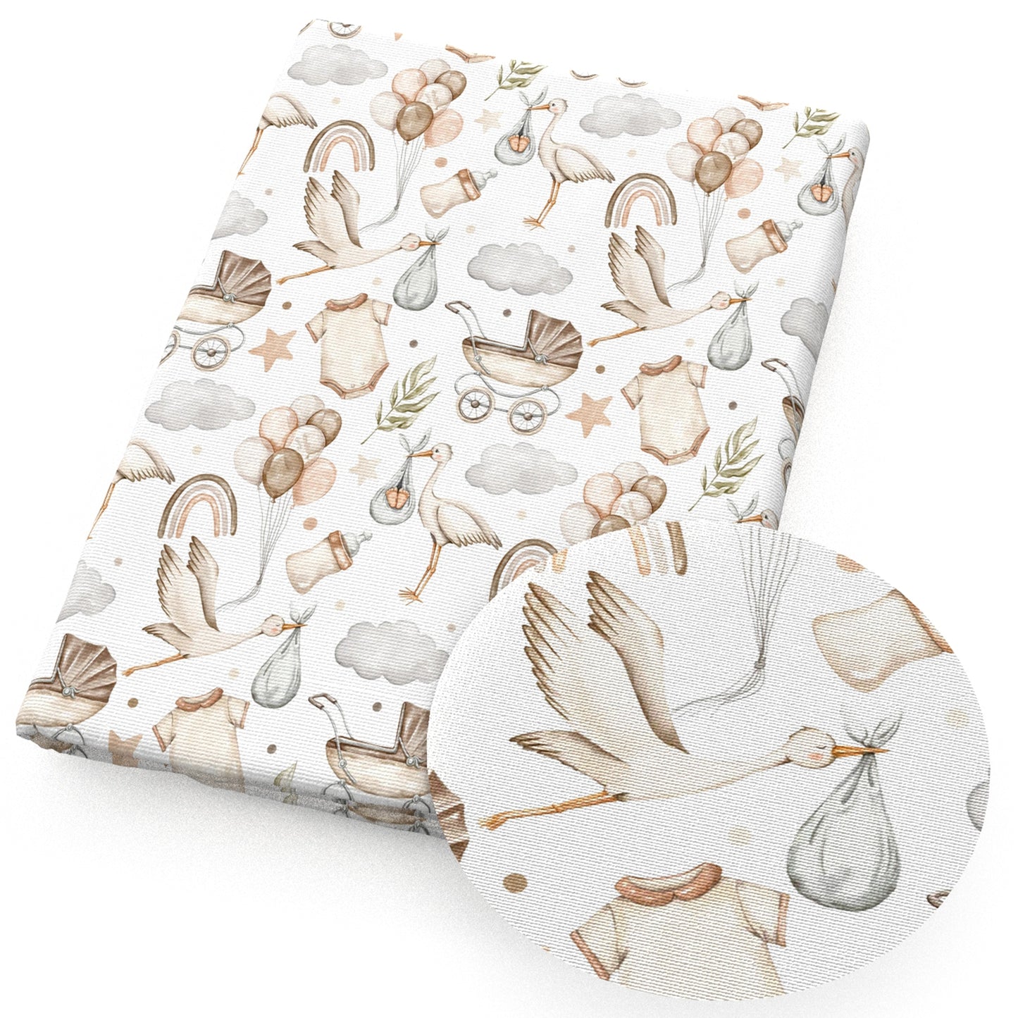 baby bottles balloon cloud bird fabric