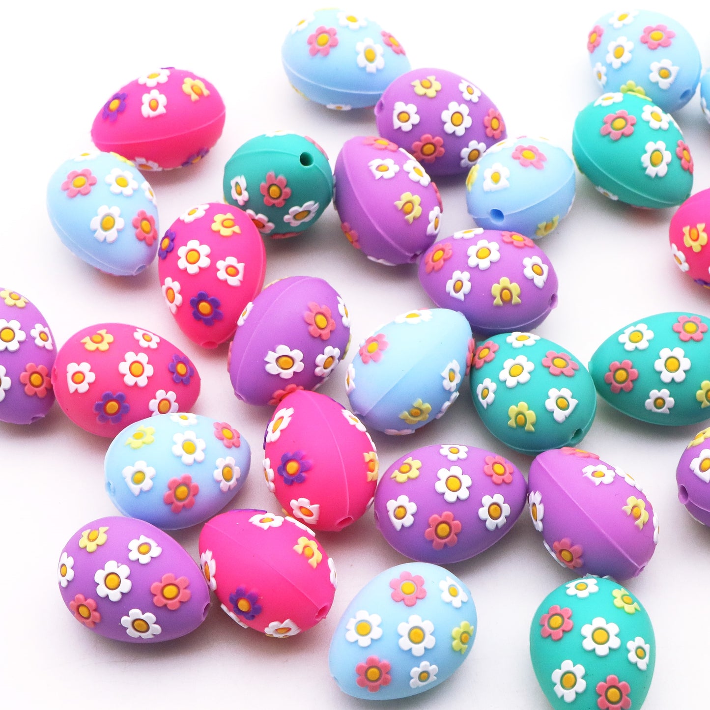 1pc Charming Chicken Eggs Flowers Silicone Plastic Beads, Focal Pendants Beads for DIY Beading & Jewelry Making, Keychains, and Bag Accessories,Beads & Bead Assortments Easter Decorations