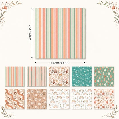 10pcs Charm Pack Set Floral Stripe Pattern Vintage Style Handmade DIY with Rich Color and Texture Elements 100% Polyester Patchwork in 10 Design Styles Suitable for Patchwork DIY Craft Projects DIY Wallet Making Gift Giving Bag Making Mother's Day Gift