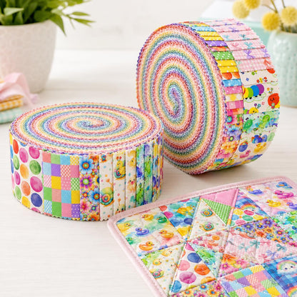 10Pc/Set, Making 10 Images 1pc Each, Each Size: 6.3*50cm Caterpillar Frog Duck Series Sliced Fabric Set Style Combination, Polyester Jelly Roll Fabric Strips, Pre-Cut Quilting Squares, For Quilting DIY, Handicrafts And Sewing, Blankets, Rugs