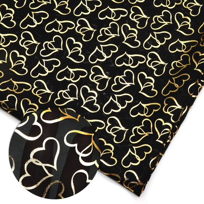 1Pc heart love Golden Foil Printed Premium Organza tulle mesh Fabric - 57x19.68inch(145x50cm) Pre-cut Fabric,Perfect for DIY Sewing,Bags,Party Decor, Tablecloths, Gift Wrapping,Cushions & Furniture Covers
