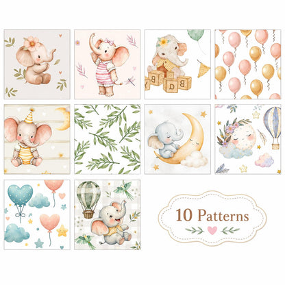 10pcs Vintage Elephant Pattern Jelly Roll Fabric Strips 2.5X19.7inch Pre-cut 100% Polyester for Patchwork Quilts, Table Runners, Placemats, Tote Bags, Storage Pouches, Makeup Bags, Coasters, Quilt Blocks & Binding