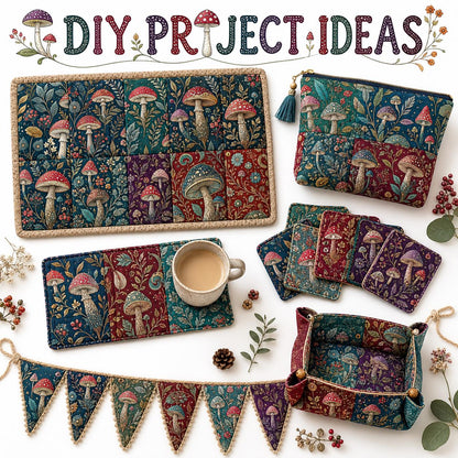 10Pc/Set Mushroom Series Flower Fat Quarter Fabric, Pre-Cut Square Fabric Assort, Fabric Set, Craft Fabric, Handmade DIY Patchwork Fabric,Home Quilting Sewing Fabric, Packaging Fabric, Scrapbooking Craft Hobbyist