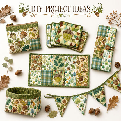 10pcs Charm Pack Set Pinecones Autumn Vintage Style Pattern Handmade DIY with Rich Color and Texture Elements 100% Polyester Patchwork in 10 Design Styles Suitable for Patchwork DIY Craft Projects DIY Wallet Making Gift Giving Bag Making Mother's Day Gift