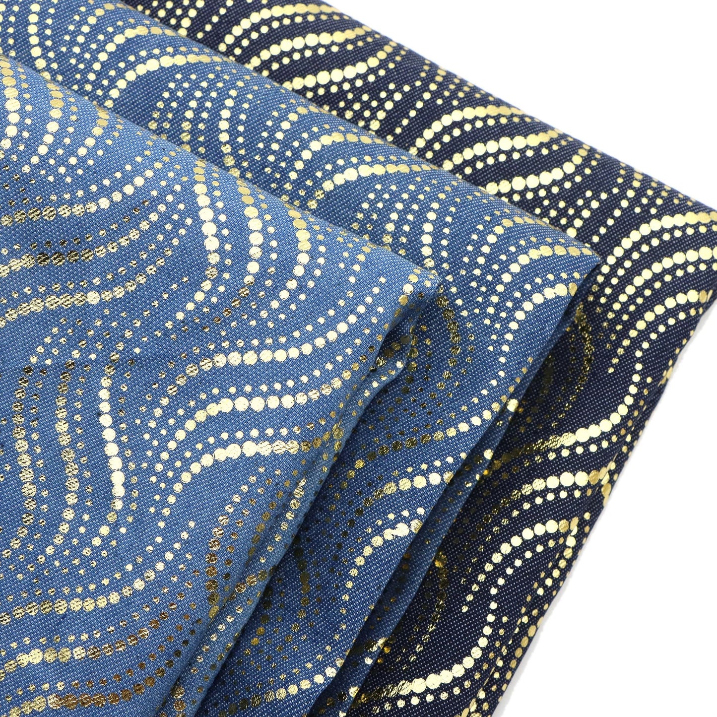 1Pc Golden Hot Stamping dot wave Pre-Washed stripe Denim Fabric - 59x19.68inch(150x50cm)  DIY Crafts Projects, DIY Wallet Making