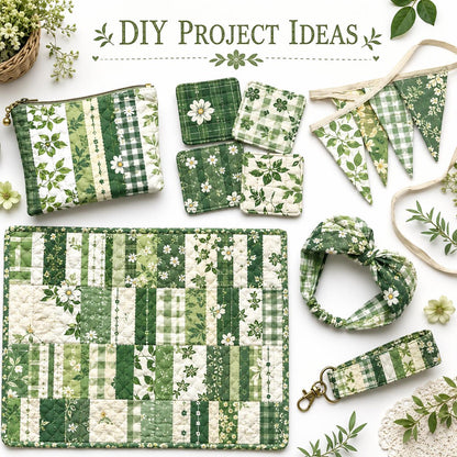 10pcs Vintage Floral Green Pattern Jelly Roll Fabric Strips 2.5X19.7inch Pre-cut 100% Polyester for Patchwork Quilts, Table Runners, Placemats, Tote Bags, Storage Pouches, Makeup Bags, Coasters, Quilt Blocks & Binding Multi-color