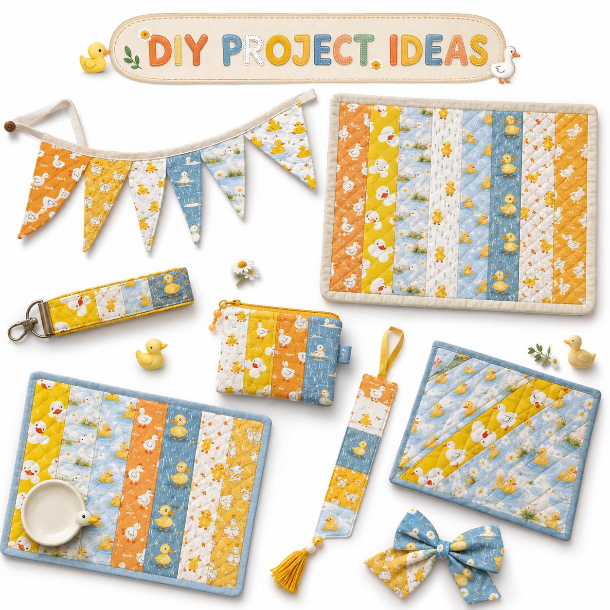 10Pc/Set, Making 10 Images 1pc Each, Each Size: 6.3*50cm Duck Yellow Series Sliced Fabric Set Style Combination, Polyester Jelly Roll Fabric Strips, Pre-Cut Quilting Squares, For Quilting DIY, Handicrafts And Sewing, Blankets, Rugs, Interior Decoration