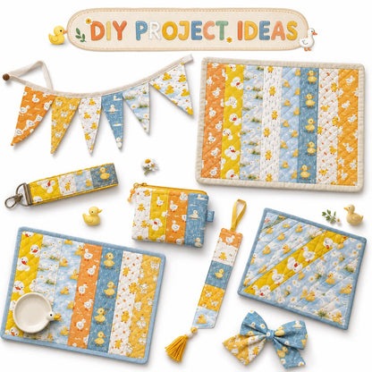 10Pc/Set, Making 10 Images 1pc Each, Each Size: 6.3*50cm Duck Yellow Series Sliced Fabric Set Style Combination, Polyester Jelly Roll Fabric Strips, Pre-Cut Quilting Squares, For Quilting DIY, Handicrafts And Sewing, Blankets, Rugs, Interior Decoration