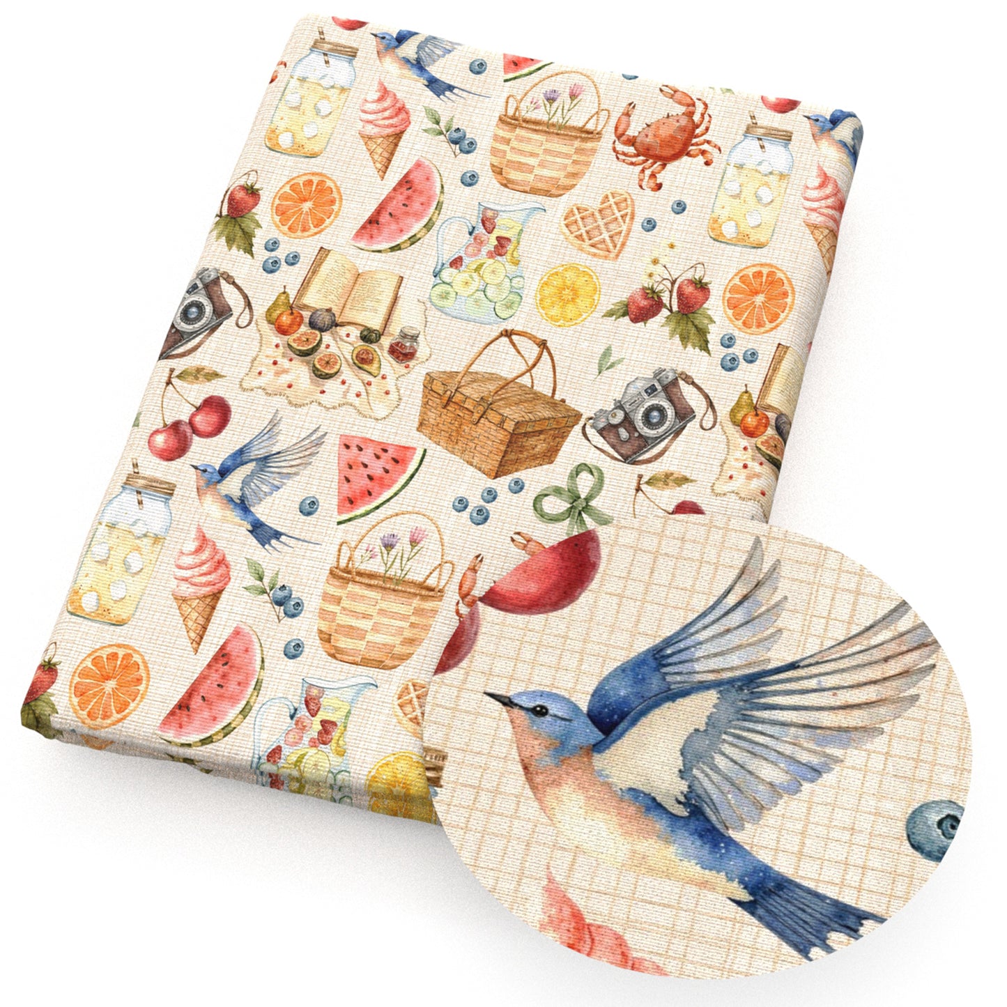 bird drinks juice crabcrabs fabric