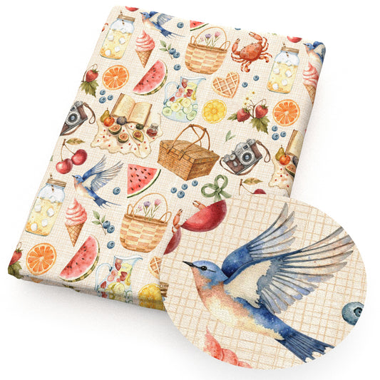 bird drinks juice crabcrabs fabric