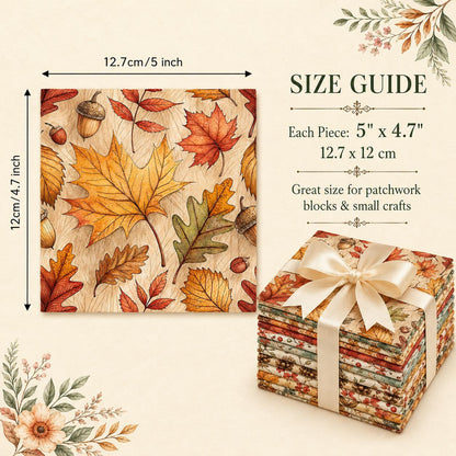 10Pc/Set Fall Autumn Series Maple Leaf Pinecones Fat Quarter Fabric, Pre-Cut Square Fabric Assort, Fabric Set, Craft Fabric, Handmade DIY Patchwork Fabric,Home Quilting Sewing Fabric, Packaging Fabric, Scrapbooking Craft Hobbyist