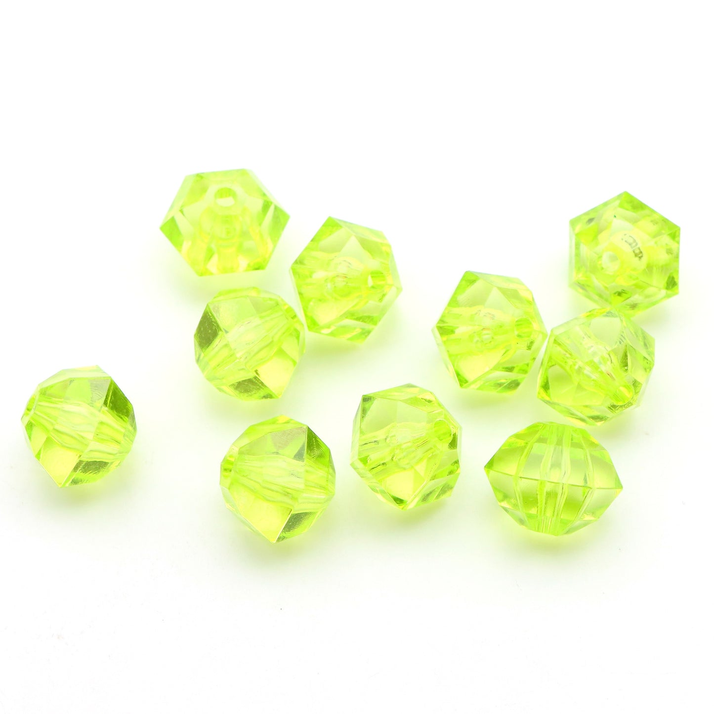 20Pcs Acrylic Transparent Hexagonal Beads Imitation Crystal Beads Loose Beads Diy Handmade Beaded Mobile Phone Chain Bracelet Necklace Making Jewelry Accessories
