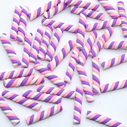 10Pcs Candysticks Rainbow Candy Sticks Christmas Color Polymer Clay 18mm Candy Dollhouse Miniatures DIY Decorate Gingerbread House Windows Handmade Craft Supplies