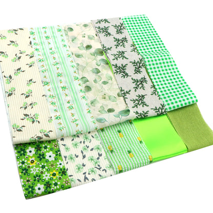 10pcs Vintage Green Flower Jelly Roll Fabric Strips 2.5X19.7inch Pre-cut 100% Polyester for Patchwork Quilts, Table Runners, Placemats, Tote Bags, Storage Pouches, Makeup Bags, Coasters, Quilt Blocks & Binding