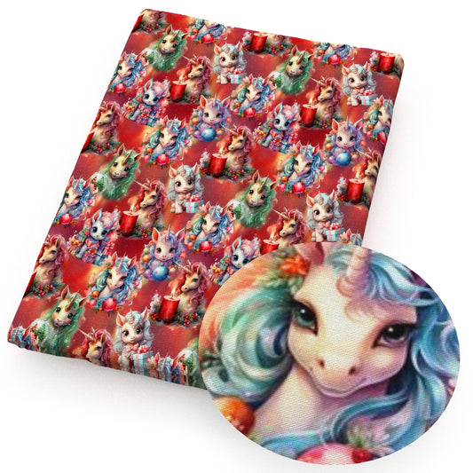 christmas day unicorn fabric