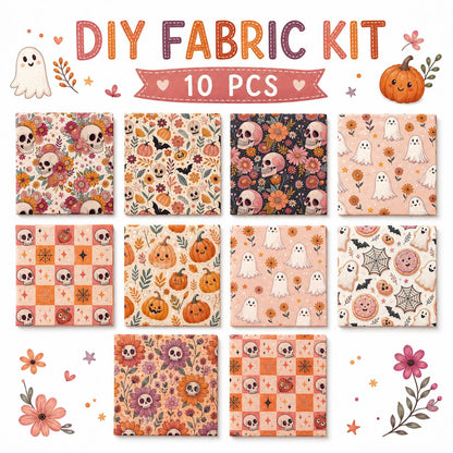 10pcs Charm Pack Set Halloween Pumpkin Ghost Pattern Vintage Style Handmade DIY with Rich Color and Texture Elements 100% Polyester Patchwork in 10 Design Styles Suitable for Patchwork DIY Craft Projects DIY Wallet Making Gift Giving Bag Making Mother's D