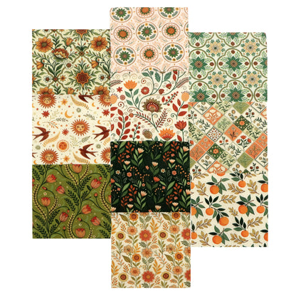 10pcs Charm Pack Set Floral Pattern 100% Polyester Patchwork in 10 Design Styles, Ready-to-Sew Without Cutting, Suitable For Patchwork Wallet Making Gift Giving Tote Bags Coasters DIY Craft Projects