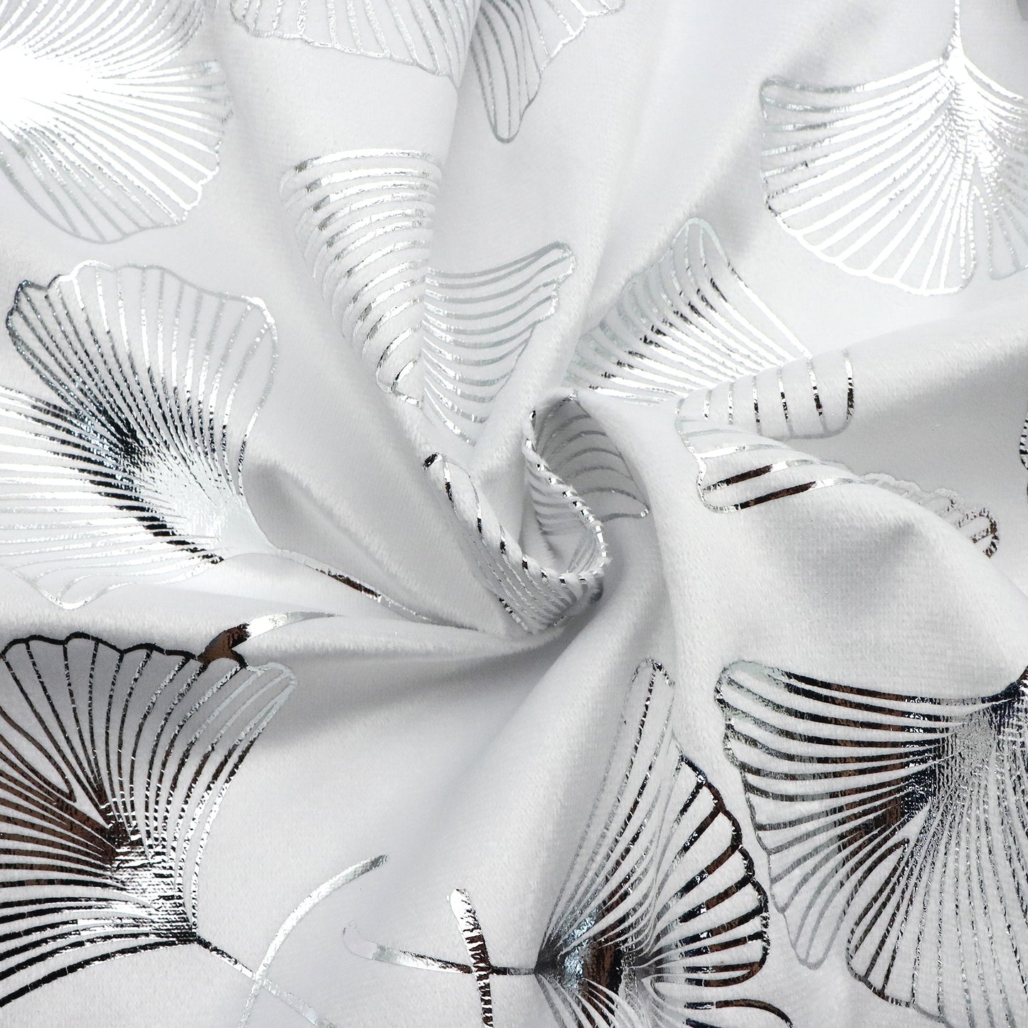 1pc silvery hot stamping ginkgo leaf velvet fabric  - 59x19.68inch(150x50cm) 100%Polyester Material, High Density for DIY Crafts - Hand Wash Only Precut Fabric