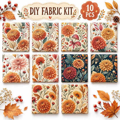 10Pc/Set Flower Series Fat Quarter Fabric, Pre-Cut Square Fabric Assort, Fabric Set, Craft Fabric, Handmade DIY Patchwork Fabric,Home Quilting Sewing Fabric, Packaging Fabric, Scrapbooking Craft Hobbyist
