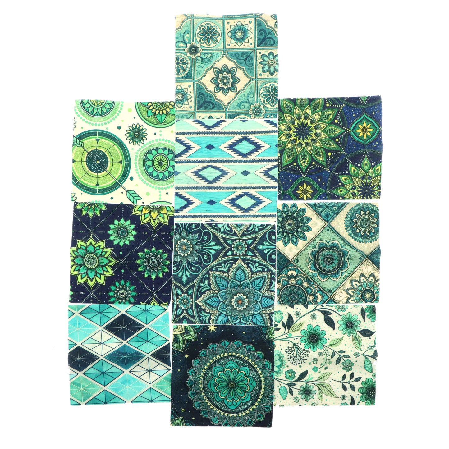 10Pc/Set Plaid Flower Green Series Fat Quarter Fabric, Pre-Cut Square Fabric Assort, Fabric Set, Craft Fabric, Handmade DIY Patchwork Fabric,Home Quilting Sewing Fabric, Packaging Fabric, Scrapbooking Craft Hobbyist