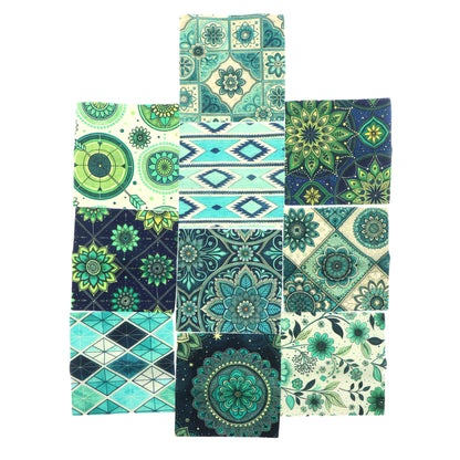 10Pc/Set Plaid Flower Green Series Fat Quarter Fabric, Pre-Cut Square Fabric Assort, Fabric Set, Craft Fabric, Handmade DIY Patchwork Fabric,Home Quilting Sewing Fabric, Packaging Fabric, Scrapbooking Craft Hobbyist