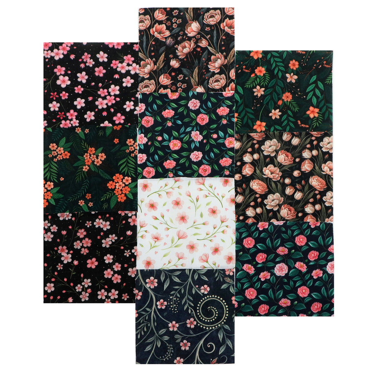 10Pc/Set Flower Series Fat Quarter Fabric, Pre-Cut Square Fabric Assort, Fabric Set, Craft Fabric, Handmade DIY Patchwork Fabric,Home Quilting Sewing Fabric, Packaging Fabric, Scrapbooking Craft Hobbyist