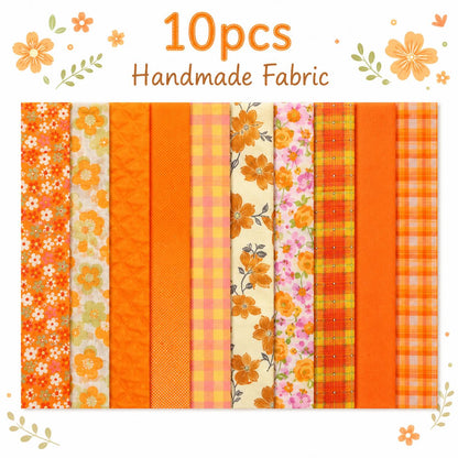 10Pc/Set, Making 10 Images 1pc Each, Each Size: 6.3*50cm Floral Orange Autumn Series Sliced Fabric Set Style Combination, Polyester Jelly Roll Fabric Strips, Pre-Cut Quilting Squares, For Quilting DIY, Handicrafts And Sewing, Blankets, Rugs, Interior Deco
