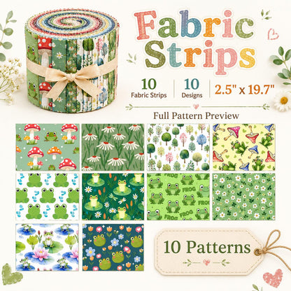 10Pc/Set, Making 10 Images 1pc Each, Each Size: 6.3*50cm Frog Animal Series Sliced Fabric Set Style Combination, Polyester Jelly Roll Fabric Strips, Pre-Cut Quilting Squares, For Quilting DIY, Handicrafts And Sewing, Blankets, Rugs, Interior Decoration, H