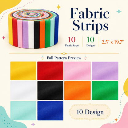10pcs/Set, Making 10 Images 1pc Each, Each Size: 2.48*19.69inch Plain Solid Pattern Sliced Fabric Set Style Combination, Polyester Jelly Roll Fabric Strips, Pre-Cut Quilting Squares, for Quilting DIY, Handicrafts And Sewing, Blankets, Rugs