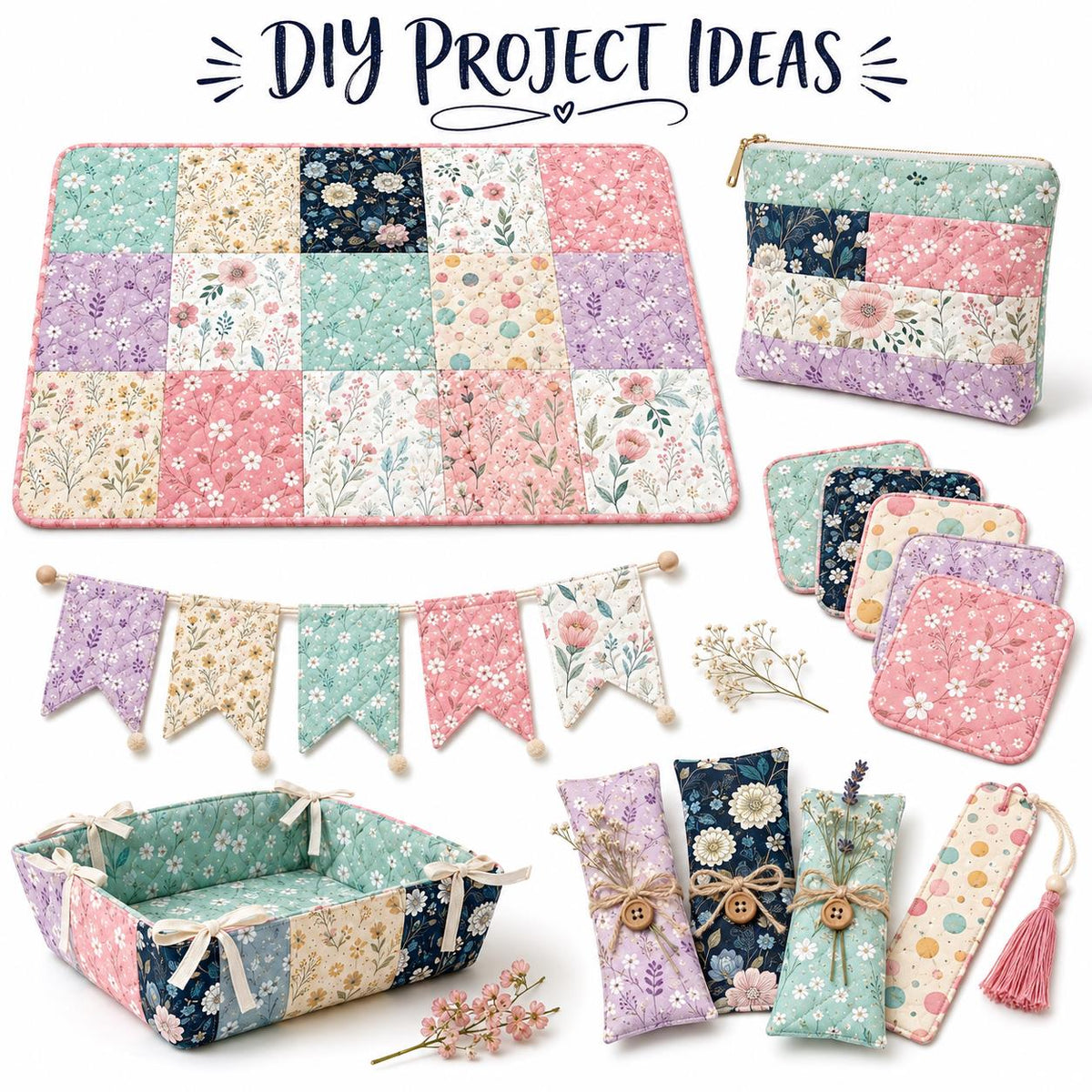 10pcs Charm Pack Set Floral Pattern Vintage Style Handmade DIY with Rich Color and Texture Elements 100% Polyester Patchwork in 10 Design Styles Suitable for Patchwork DIY Craft Projects DIY Wallet Making Gift Giving Bag Making Mother's Day Gift