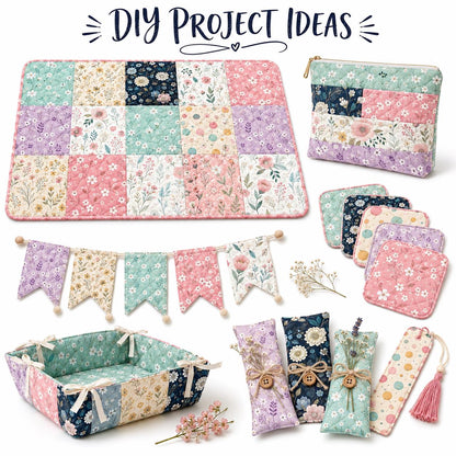 10pcs Charm Pack Set Floral Pattern Vintage Style Handmade DIY with Rich Color and Texture Elements 100% Polyester Patchwork in 10 Design Styles Suitable for Patchwork DIY Craft Projects DIY Wallet Making Gift Giving Bag Making Mother's Day Gift