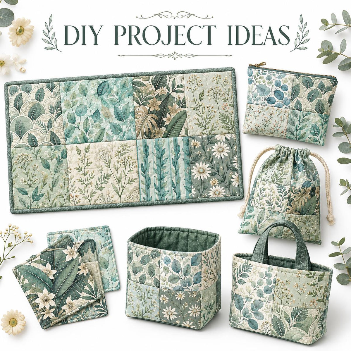 10pcs Charm Pack Set Leaf Pattern Vintage Style Handmade DIY with Rich Color and Texture Elements 100% Polyester Patchwork in 10 Design Styles Suitable for Patchwork DIY Craft Projects DIY Wallet Making Gift Giving Bag Making Mother's Day Gift