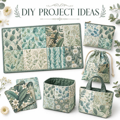 10pcs Charm Pack Set Leaf Pattern Vintage Style Handmade DIY with Rich Color and Texture Elements 100% Polyester Patchwork in 10 Design Styles Suitable for Patchwork DIY Craft Projects DIY Wallet Making Gift Giving Bag Making Mother's Day Gift