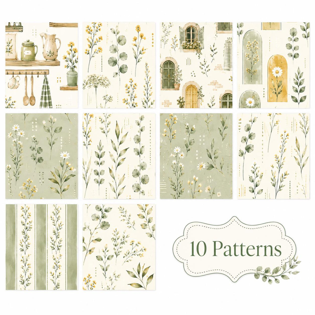 10pcs Vintage Floral Plant Pattern Jelly Roll Fabric Strips 2.5X19.7inch Pre-Cut 100% Polyester For Patchwork Quilts, Table Runners, Placemats, Tote Bags, Storage Pouches, Makeup Bags, Coasters, Quilt Blocks & Binding
