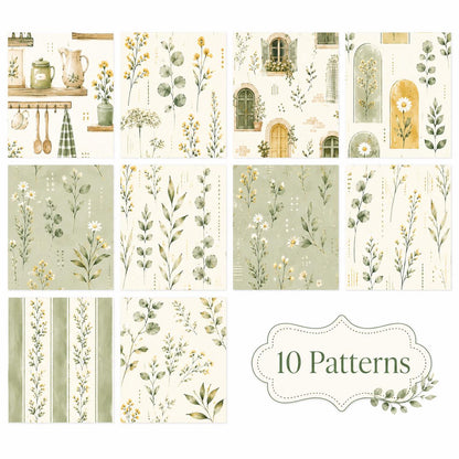 10pcs Vintage Floral Plant Pattern Jelly Roll Fabric Strips 2.5X19.7inch Pre-Cut 100% Polyester For Patchwork Quilts, Table Runners, Placemats, Tote Bags, Storage Pouches, Makeup Bags, Coasters, Quilt Blocks & Binding