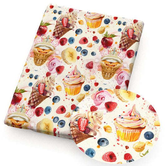 cake cupcake ice creampopsicle blueberry strawberry paint splatter banana fabric