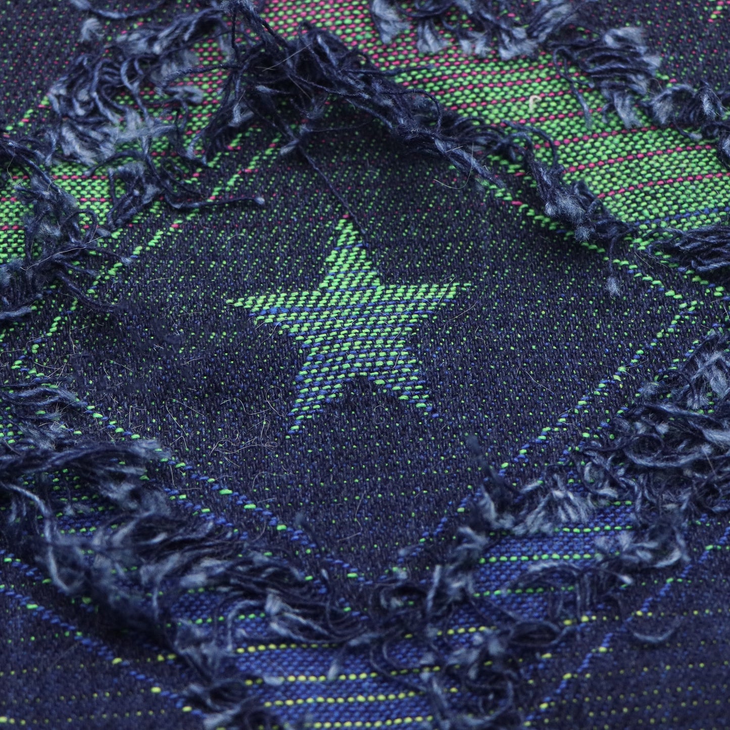 1Pc Plaid Grid Star Pattern Distressed Denim Fabric with Tassels,68.5x19.68inch Pre-cut 100% Polyester Fabric,Luxury Vintage Style,Hand Wash Only,Ideal for DIY Crafts, Bags & Sewing Projects,Hats,Sewing Supplies for Crafts