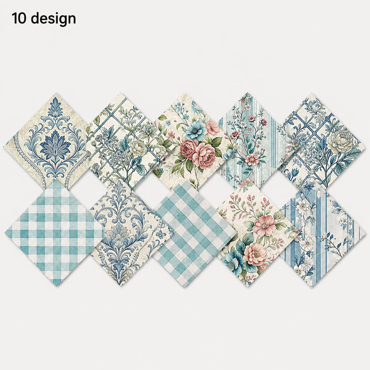 10pcs Charm Pack Set Floral Pattern Vintage Style Handmade DIY with Rich Color and Texture Elements 100% Polyester Patchwork in 10 Design Styles Suitable for Patchwork DIY Craft Projects DIY Wallet Making Gift Giving Bag Making Mother's Day Gift
