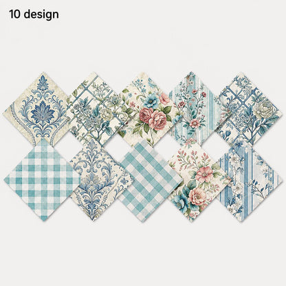 10pcs Charm Pack Set Floral Pattern Vintage Style Handmade DIY with Rich Color and Texture Elements 100% Polyester Patchwork in 10 Design Styles Suitable for Patchwork DIY Craft Projects DIY Wallet Making Gift Giving Bag Making Mother's Day Gift